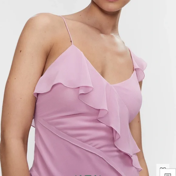 Mango ruffle pink dress - Picture 4 of 9